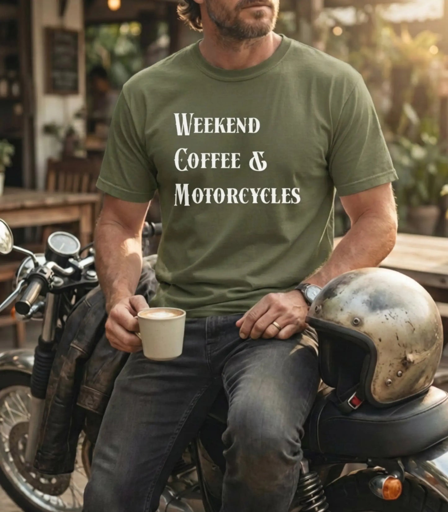 Weekend Coffee & Motorcycles T-Shirt, Biker Lifestyle Tee Wildwood Mountain Coffee Co