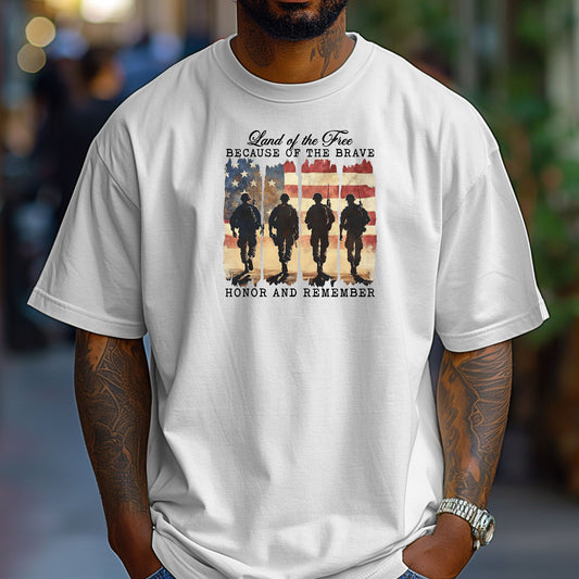 Land of the Free Because of the Brave T-Shirt – Veteran Tribute Tee