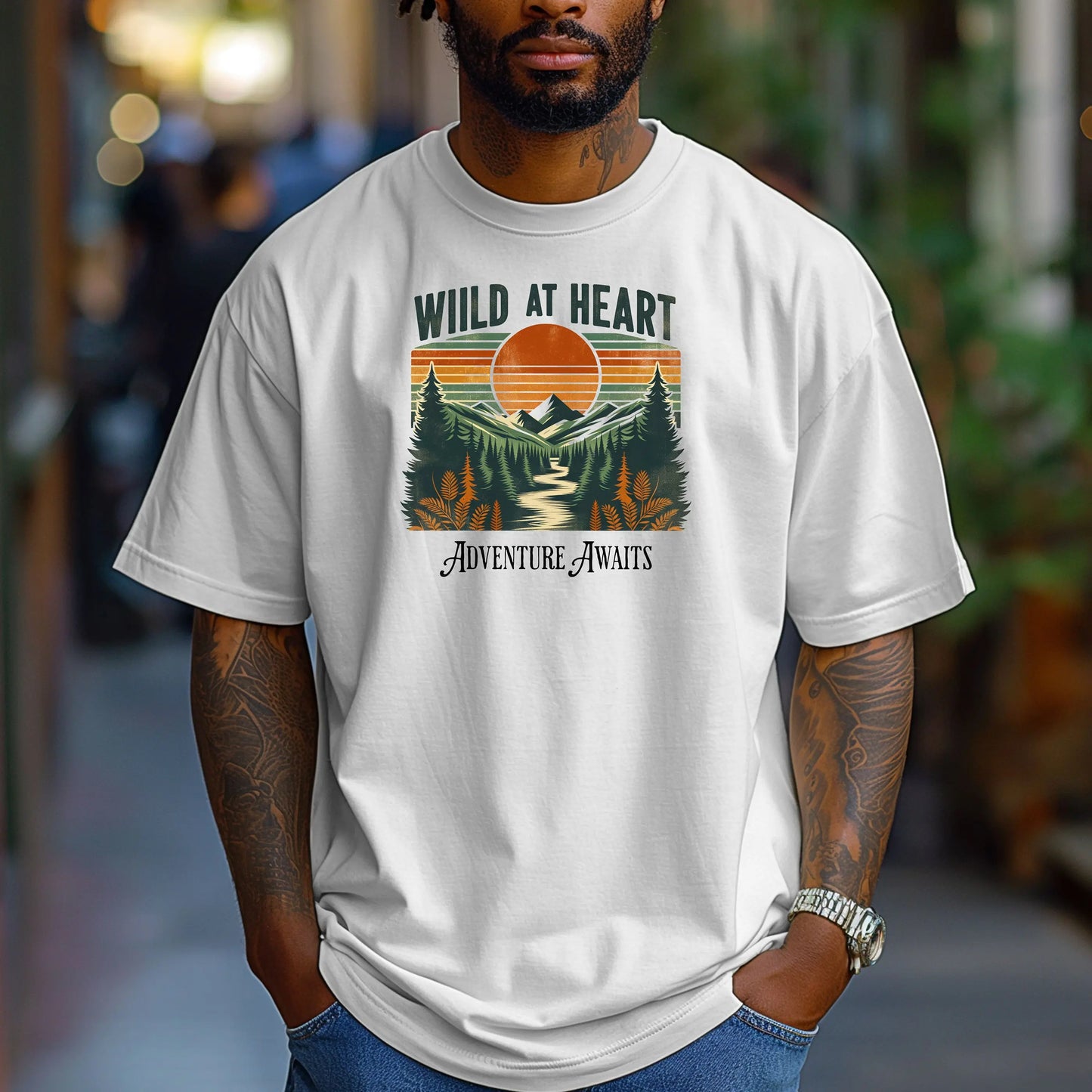 Wild at Heart Adventure T-Shirt, Vintage Tee for Nature Lovers Printify