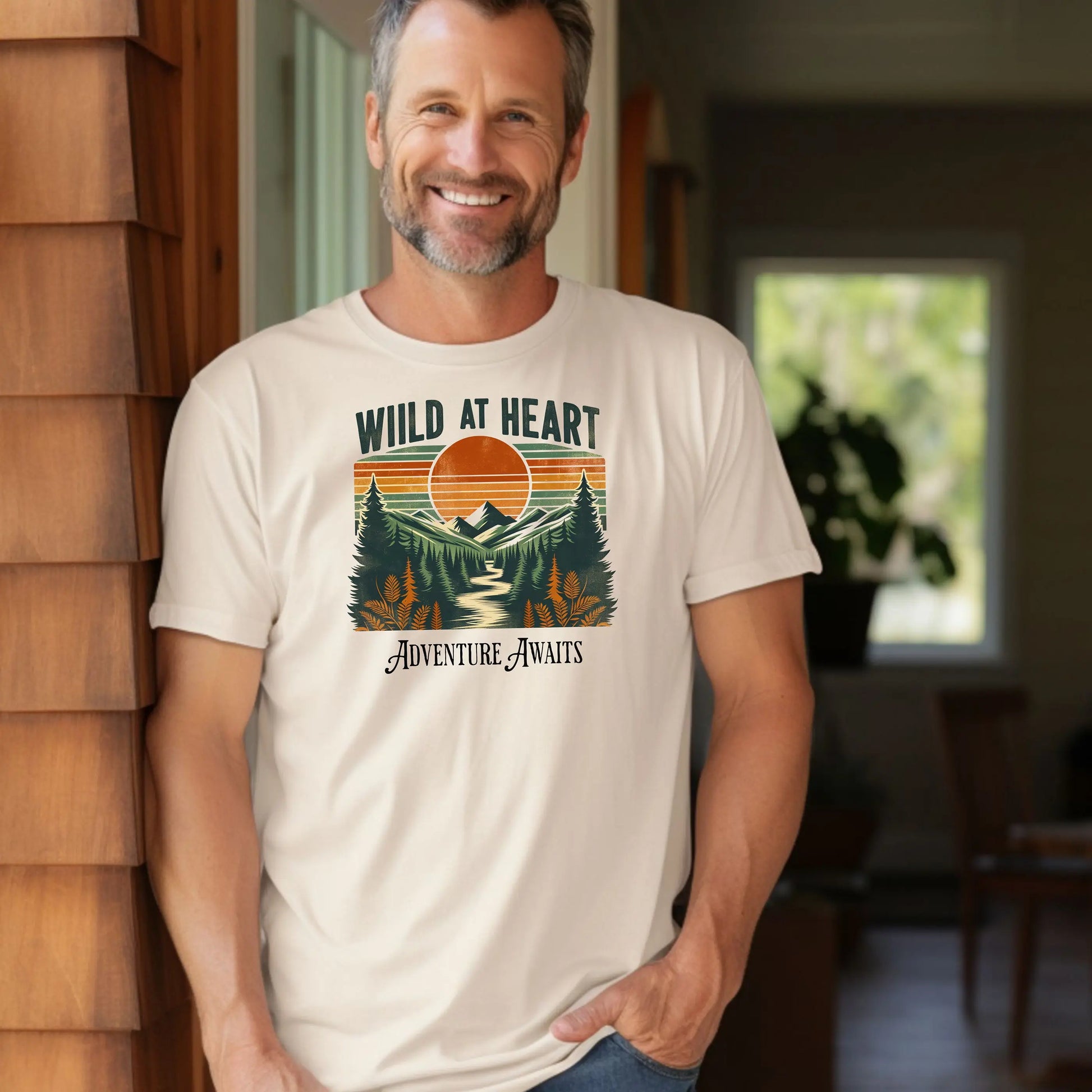 Wild at Heart Adventure T-Shirt, Vintage Tee for Nature Lovers Printify
