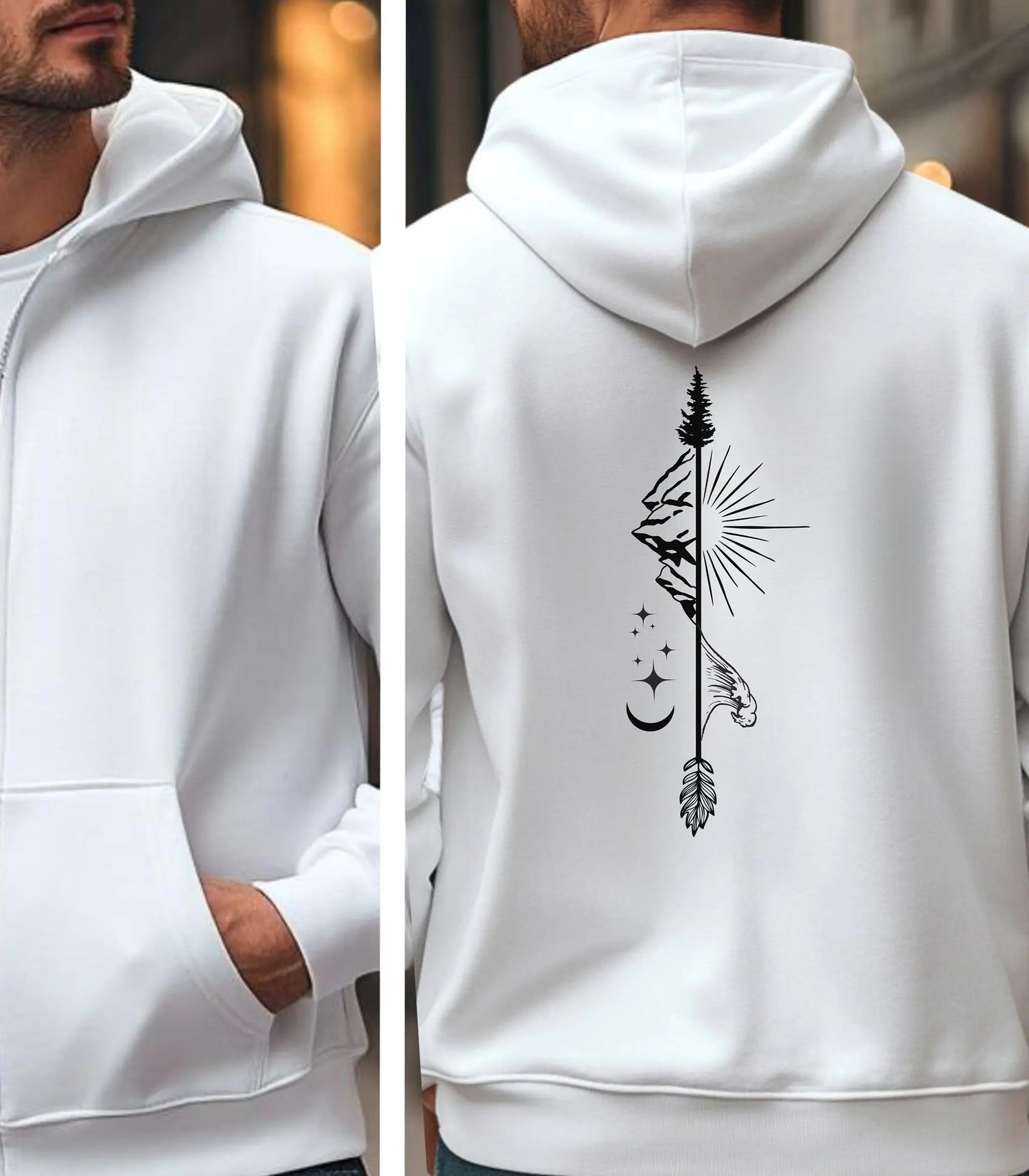 Celestial Wilderness Arrow Full Zip Hoodie, Mountain Explorer Zip-Up Wildwood Mountain Coffee Co