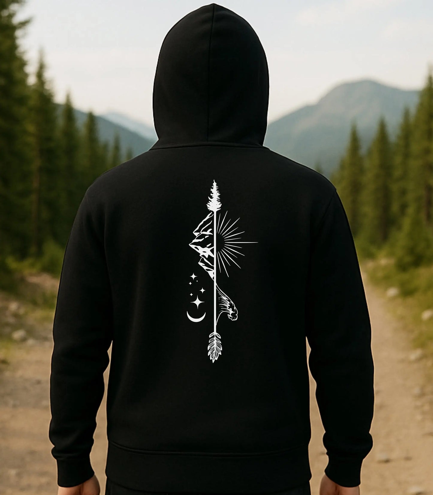 Celestial Wilderness Arrow Full Zip Hoodie, Mountain Explorer Zip-Up Wildwood Mountain Coffee Co