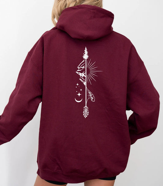 Celestial Wilderness Arrow Full Zip Hoodie, Mountain Explorer Zip-Up Wildwood Mountain Coffee Co