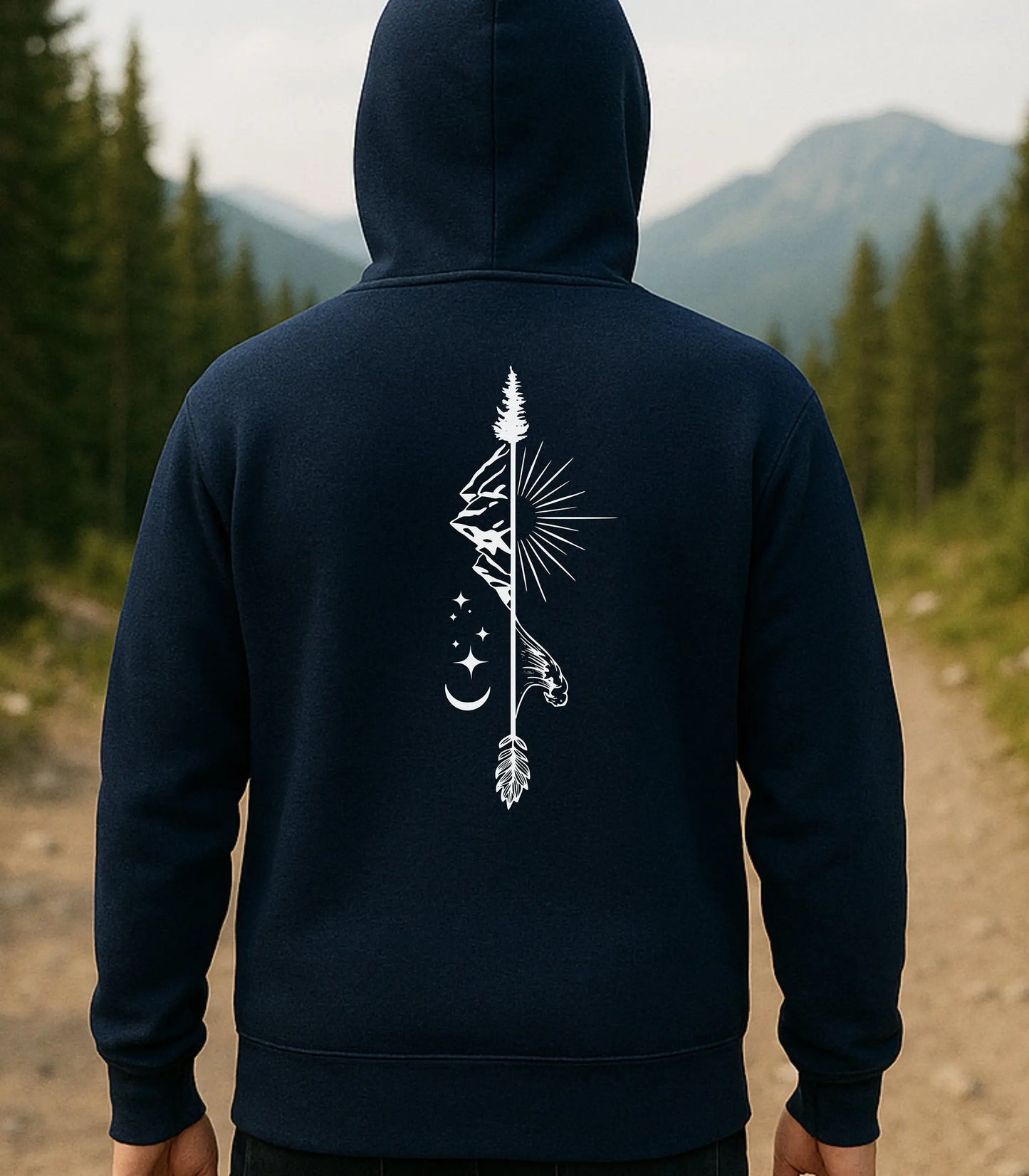 Celestial Wilderness Arrow Full Zip Hoodie, Mountain Explorer Zip-Up Wildwood Mountain Coffee Co