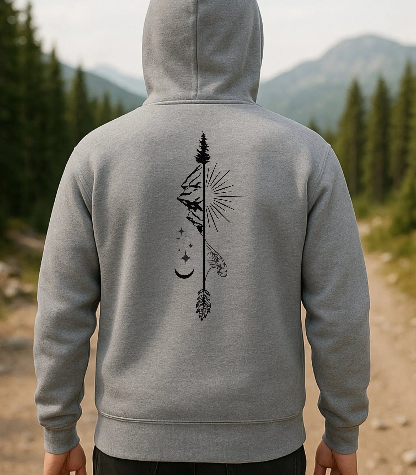 Celestial Wilderness Arrow Full Zip Hoodie, Mountain Explorer Zip-Up Wildwood Mountain Coffee Co