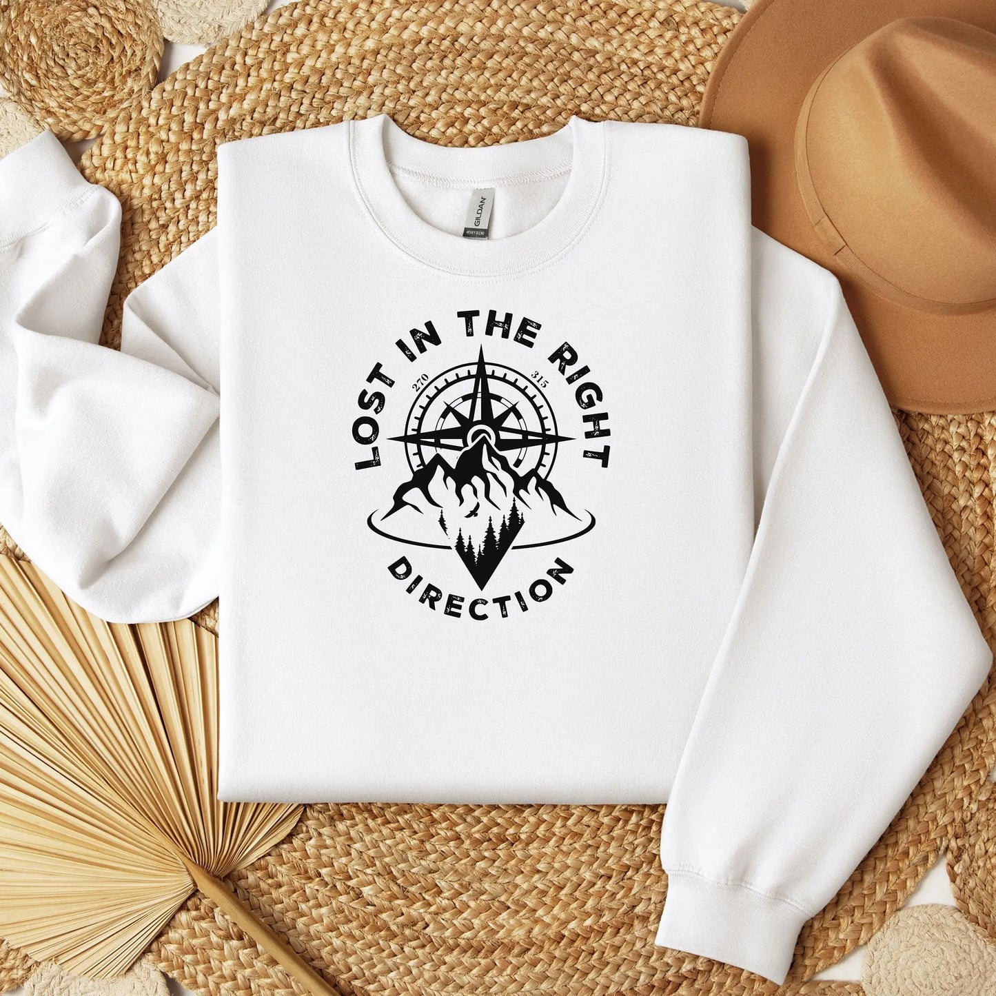 Lost In The Right Direction Sweatshirt, Adventure & Exploration Pullover, Camping Sweatshirt Wildwood Mountain Coffee Co