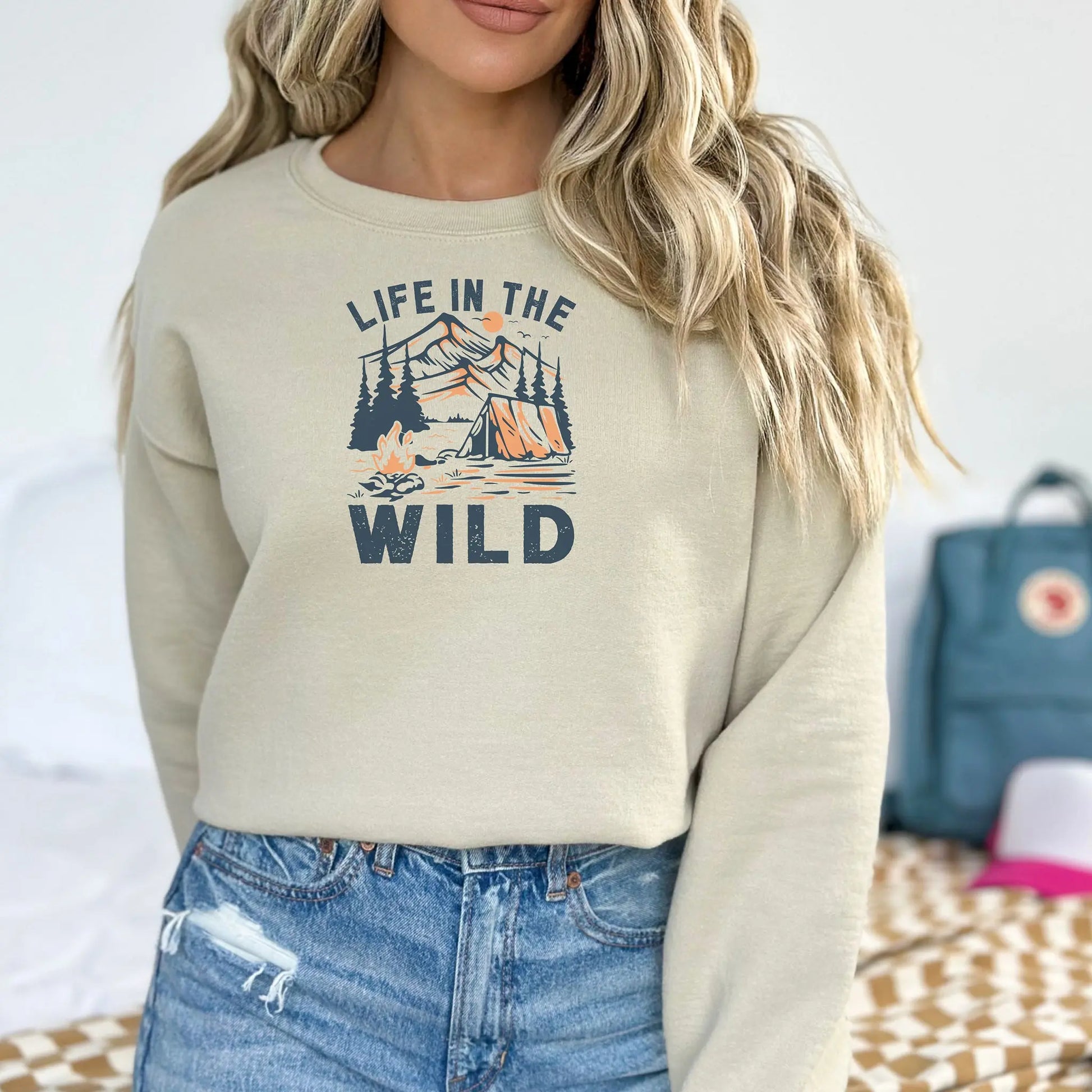Life in the Wild Camping Wilderness Sweatshirt, Camping Pullover Printify