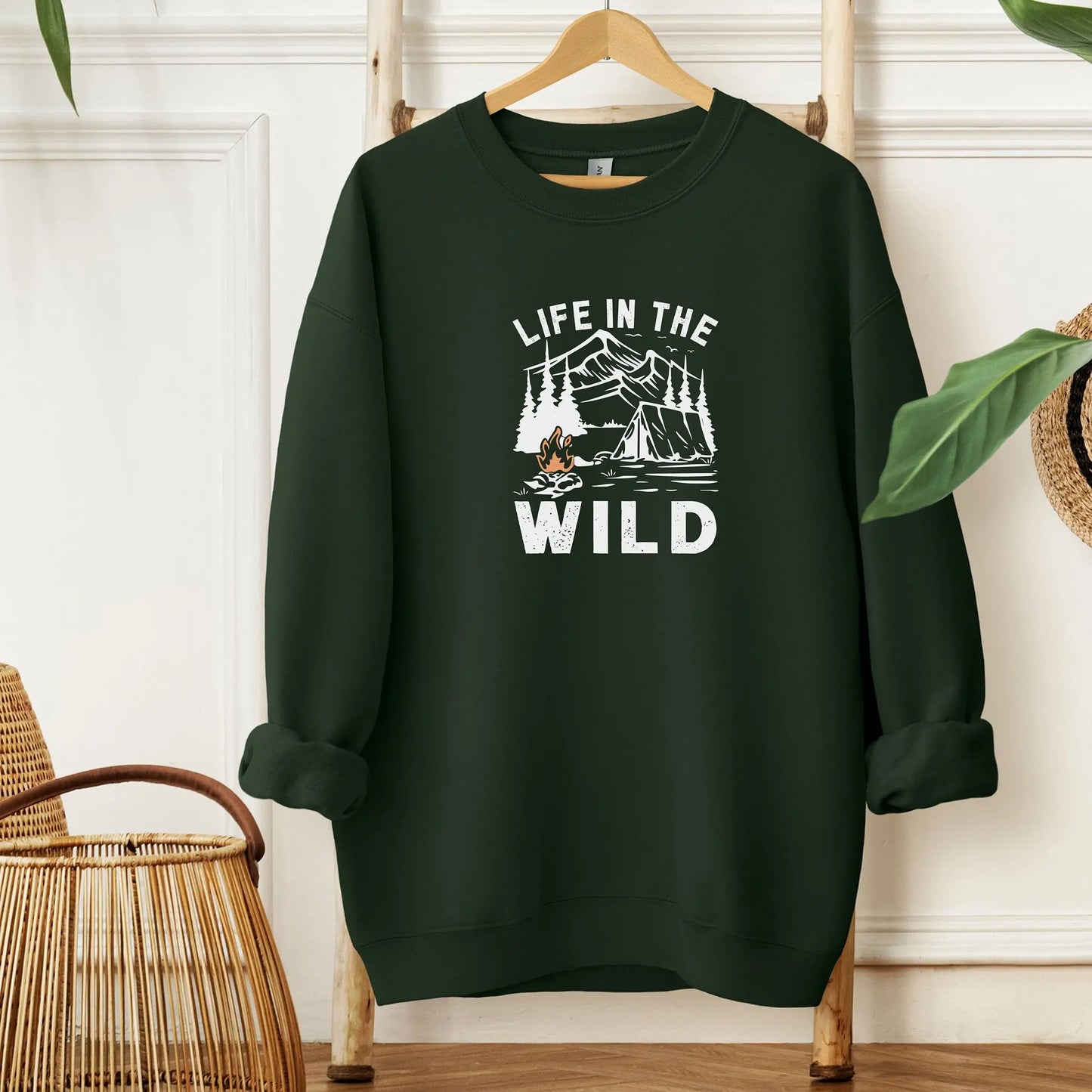Life in the Wild Camping Wilderness Sweatshirt, Camping Pullover Printify