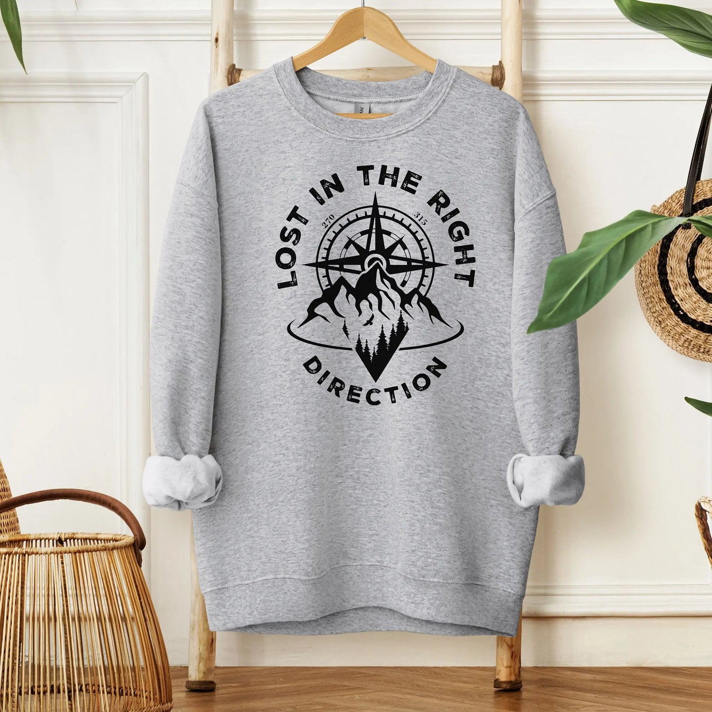Lost In The Right Direction Sweatshirt, Adventure & Exploration Pullover, Camping Sweatshirt Wildwood Mountain Coffee Co