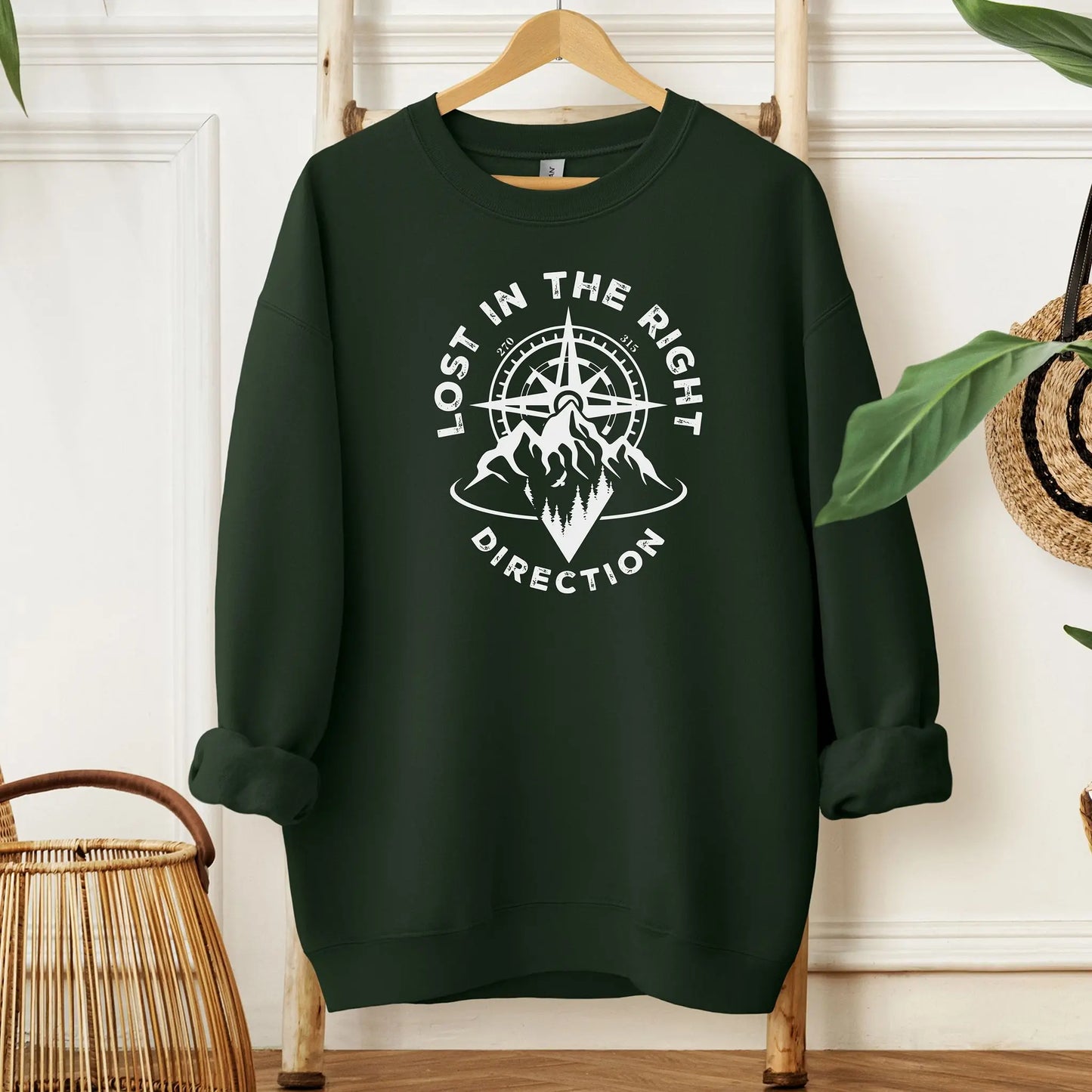 Lost In The Right Direction Sweatshirt, Adventure & Exploration Pullover, Camping Sweatshirt Wildwood Mountain Coffee Co