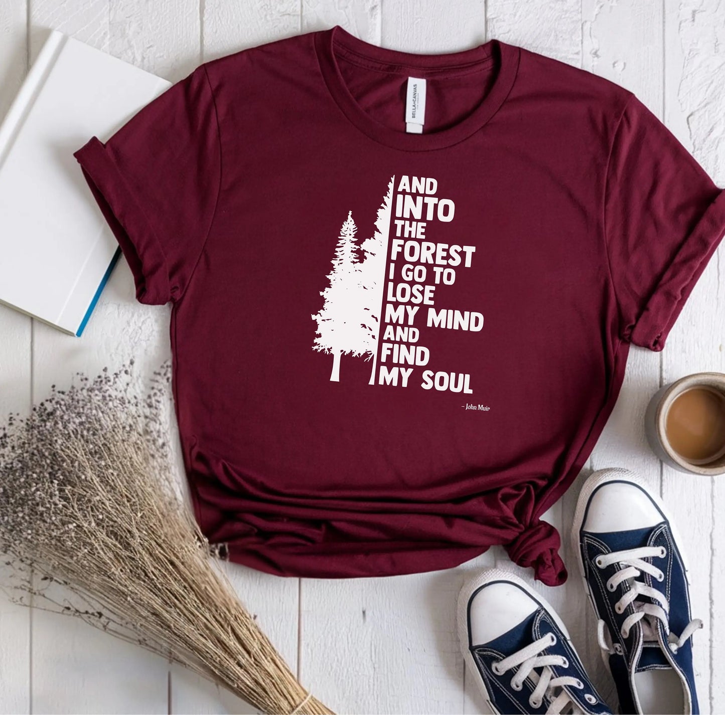 Into the Forest I Go Nature Quote T-Shirt, Forest Pine Tree Shirt, Camping Wanderlust Tee, Hiking Gift Wildwood Mountain Coffee Co