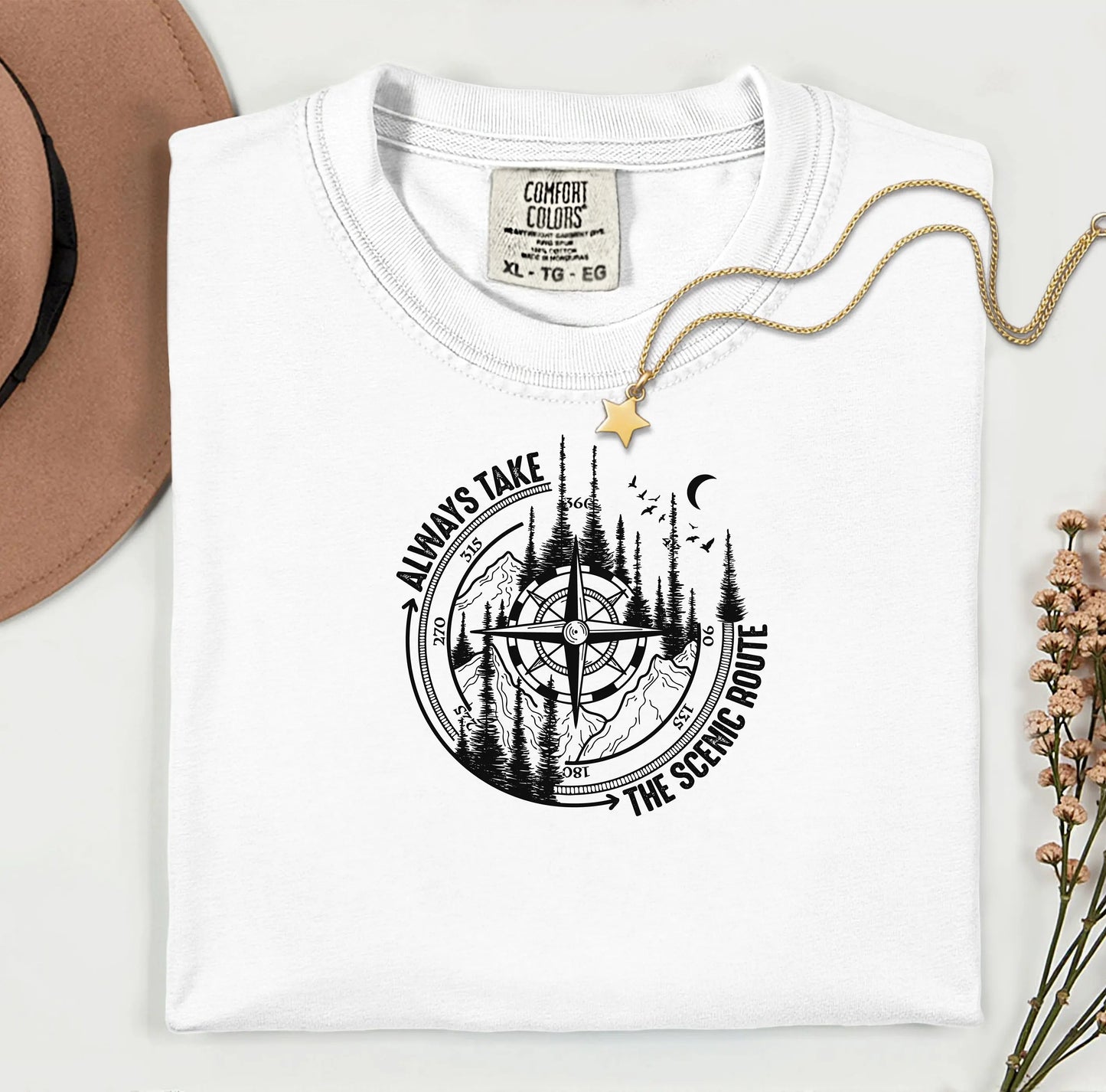 Always Take The Scenic Route Shirt, Camping Shirt, Nature Shirt, Crew Shirt, Nature Lover Gifts, Adventure Outdoor Mountain Tee, Road Trip Wildwood Mountain Coffee Co