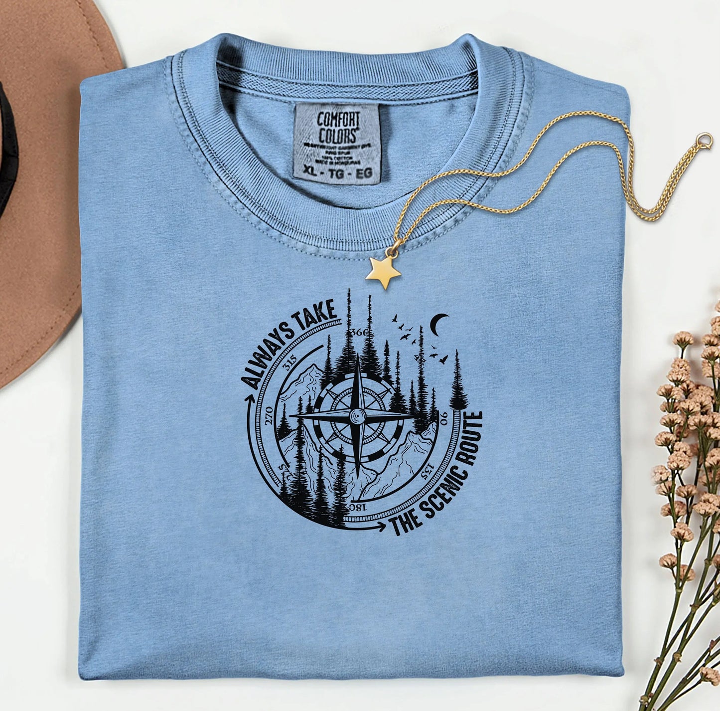 Always Take The Scenic Route Shirt, Camping Shirt, Nature Shirt, Crew Shirt, Nature Lover Gifts, Adventure Outdoor Mountain Tee, Road Trip Wildwood Mountain Coffee Co