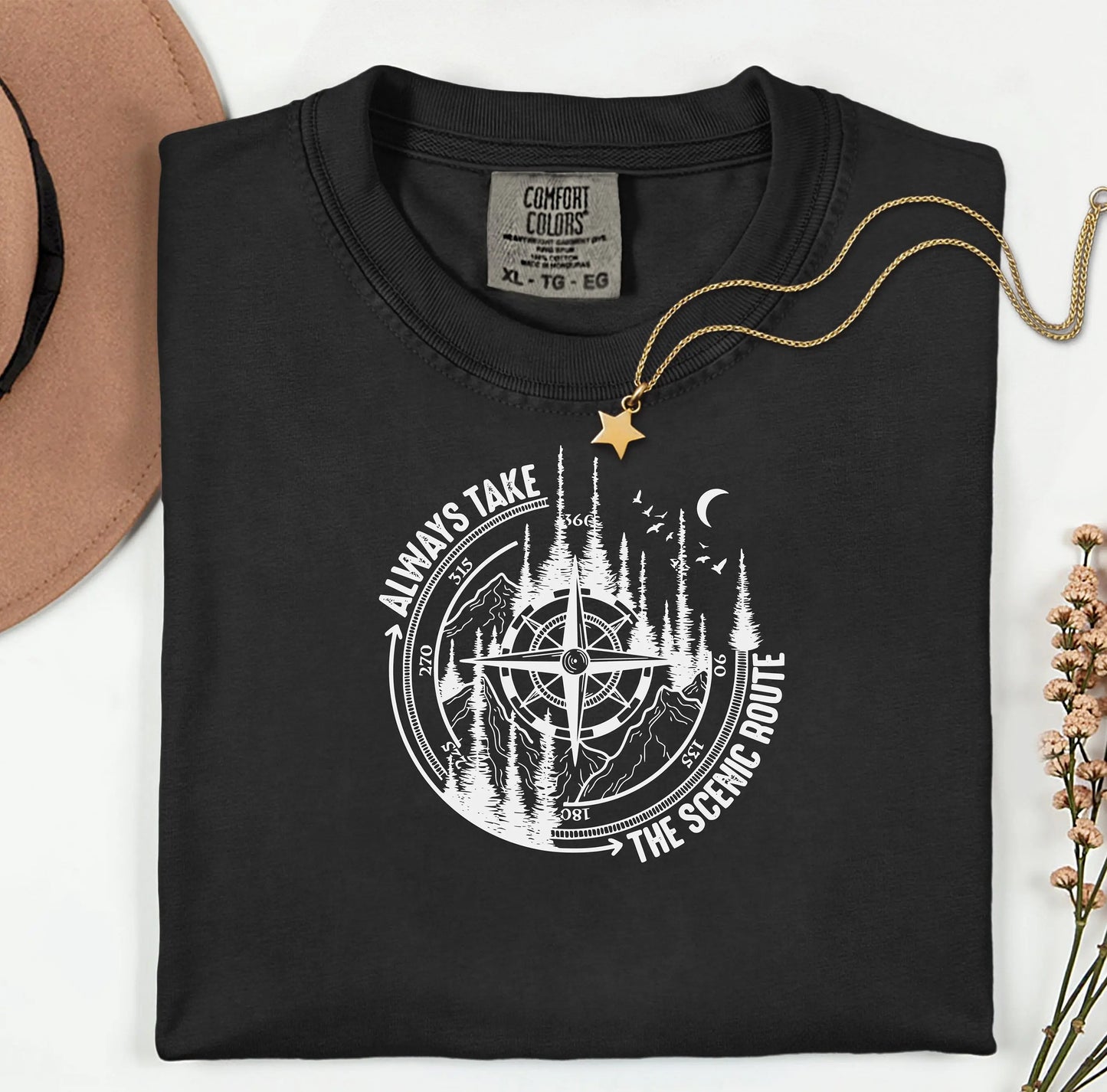 Always Take The Scenic Route Shirt, Camping Shirt, Nature Shirt, Crew Shirt, Nature Lover Gifts, Adventure Outdoor Mountain Tee, Road Trip Wildwood Mountain Coffee Co