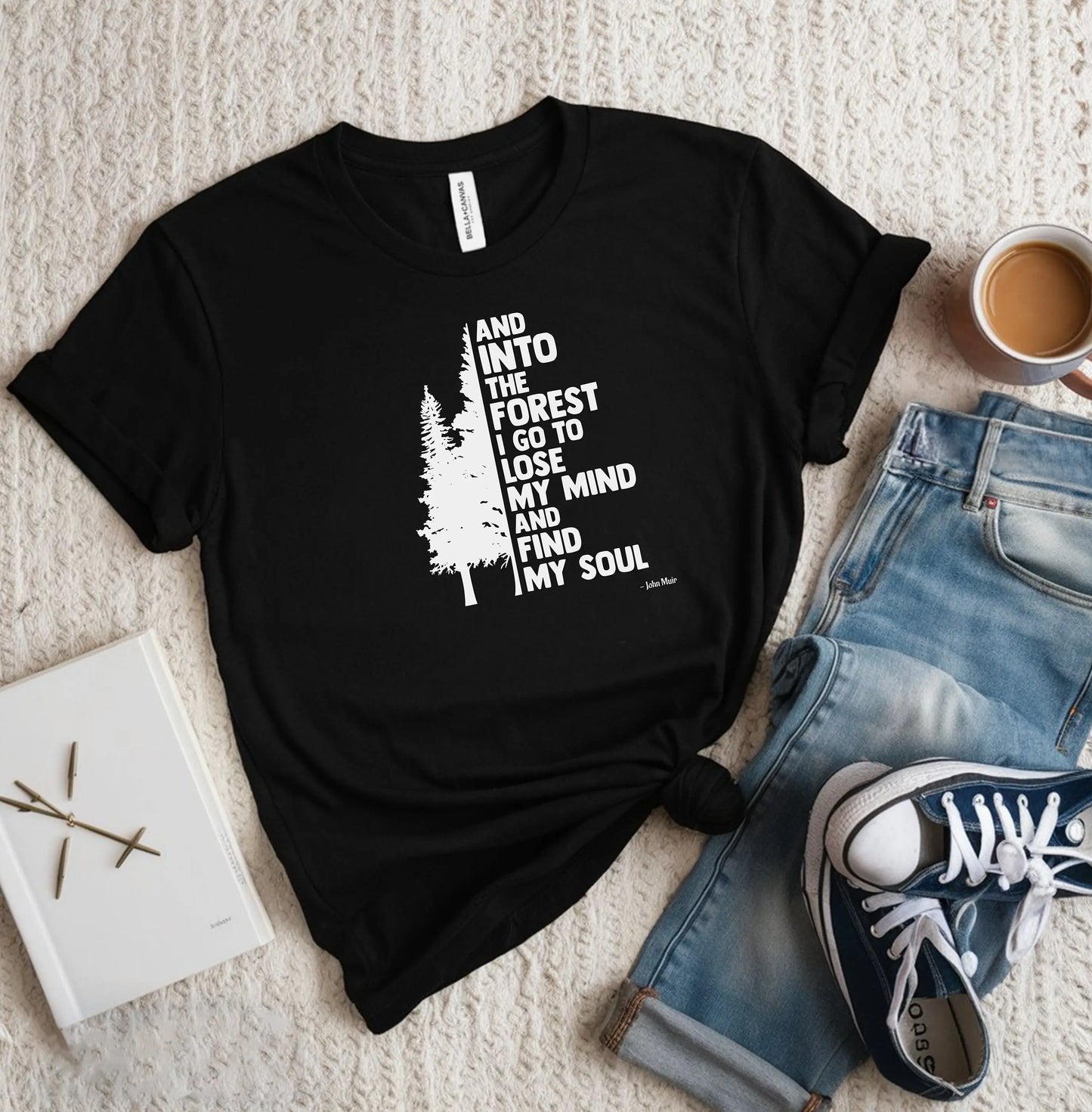 Into the Forest I Go Nature Quote T-Shirt, Forest Pine Tree Shirt, Camping Wanderlust Tee, Hiking Gift Wildwood Mountain Coffee Co