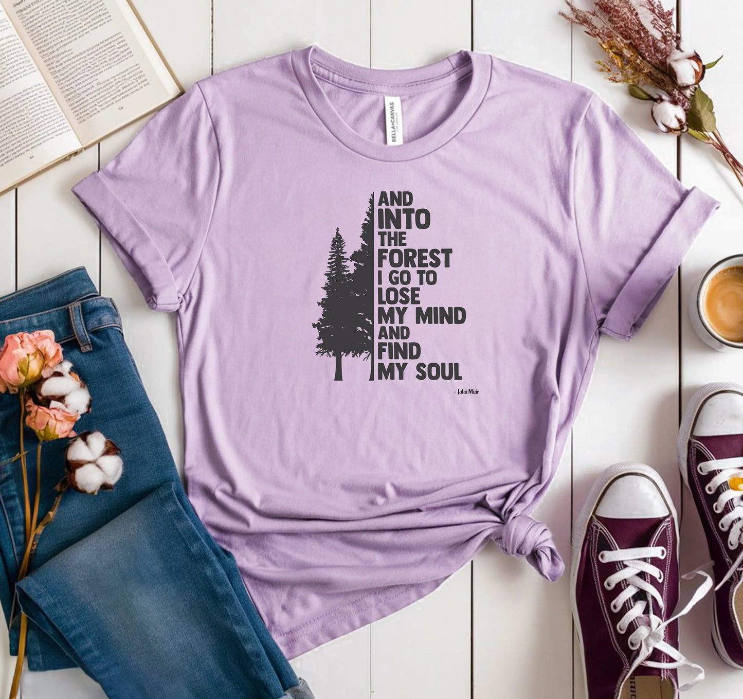 Into the Forest I Go Nature Quote T-Shirt, Forest Pine Tree Shirt, Camping Wanderlust Tee, Hiking Gift Wildwood Mountain Coffee Co