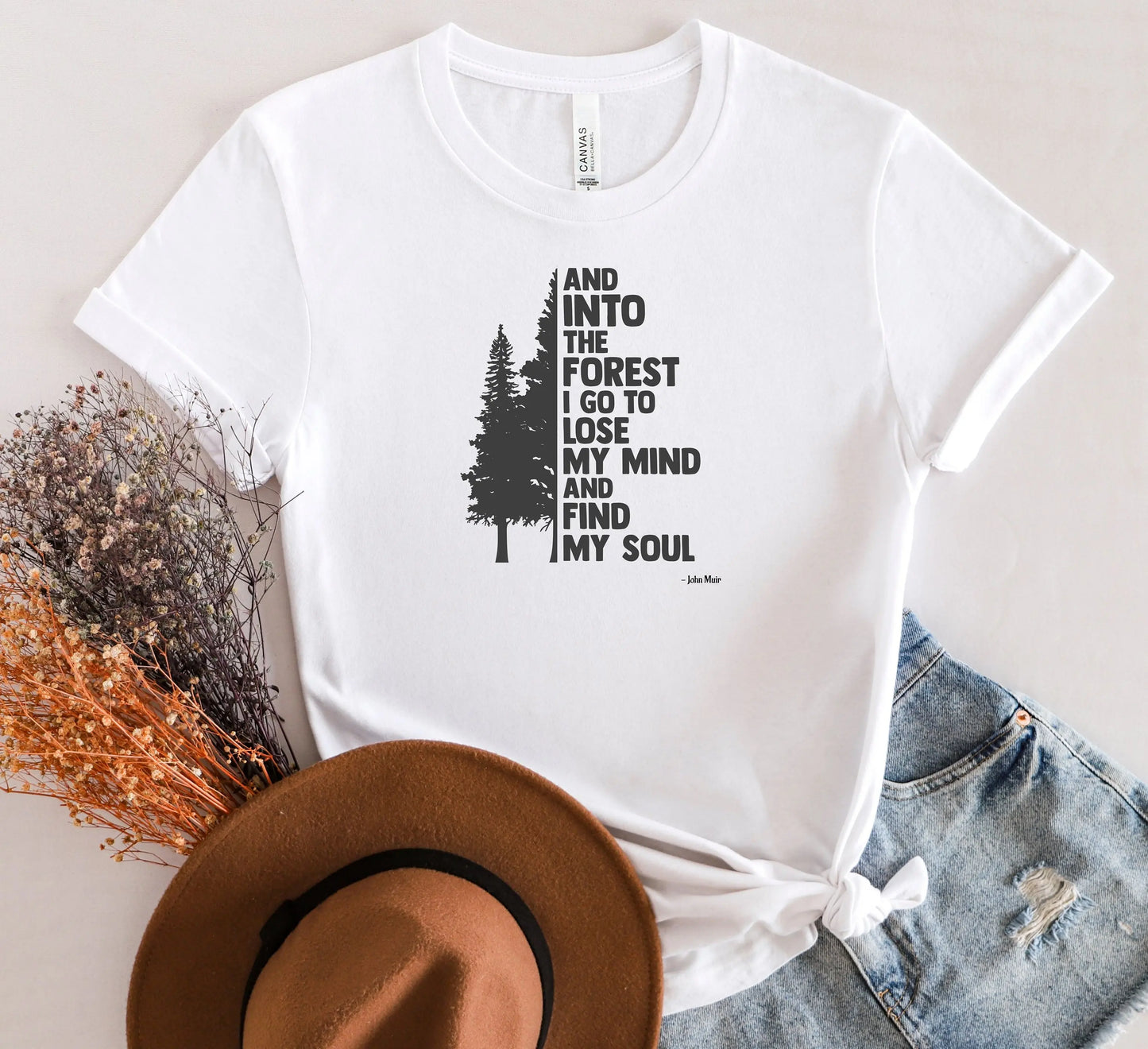 Into the Forest I Go Nature Quote T-Shirt, Forest Pine Tree Shirt, Camping Wanderlust Tee, Hiking Gift Wildwood Mountain Coffee Co