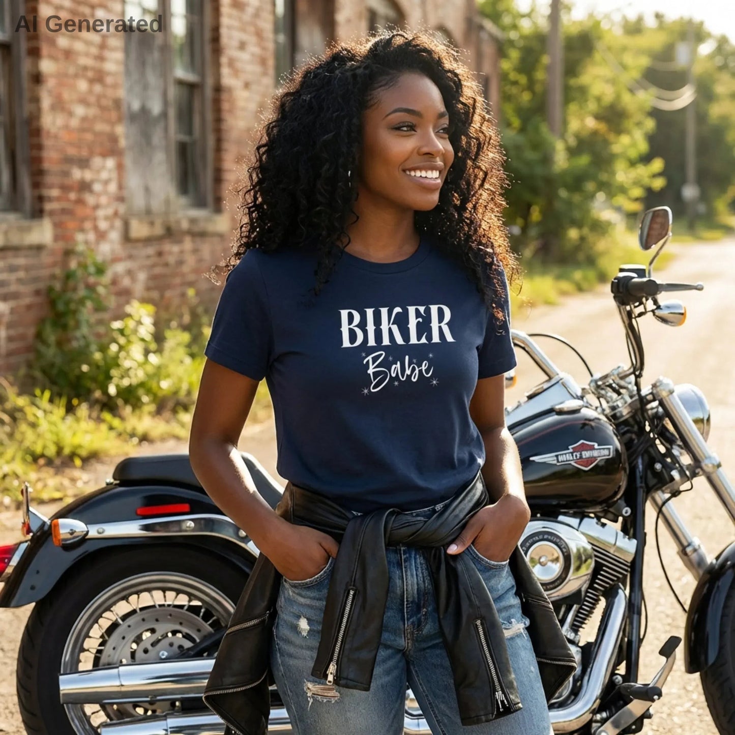 Biker Babe Motorcycle T-Shirt, Bold Womens Rider Tee Wildwood Mountain Coffee Co